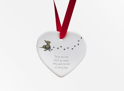 Lurcher Walk Beside Us Ceramic Heart